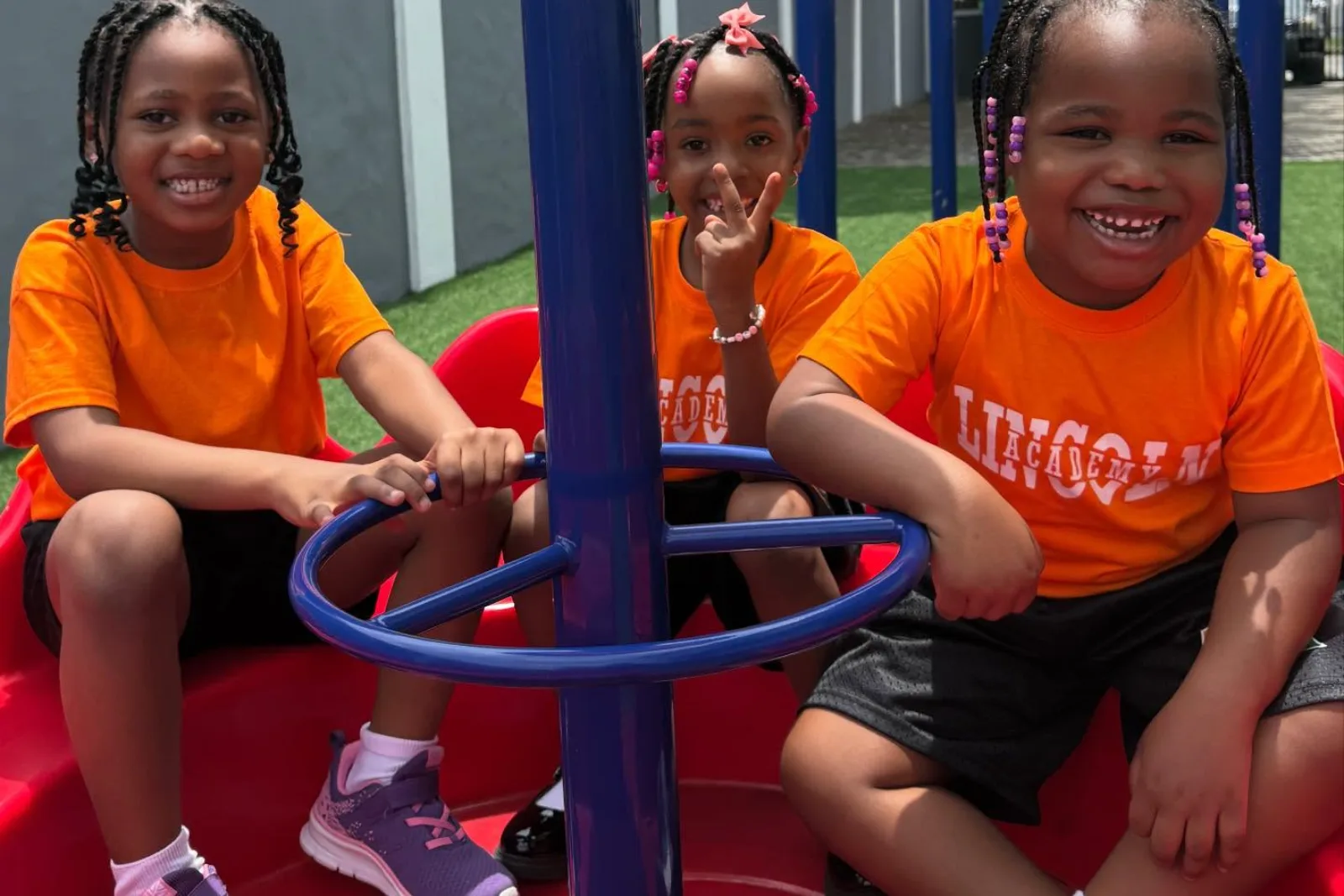 Students playing together on the playground.